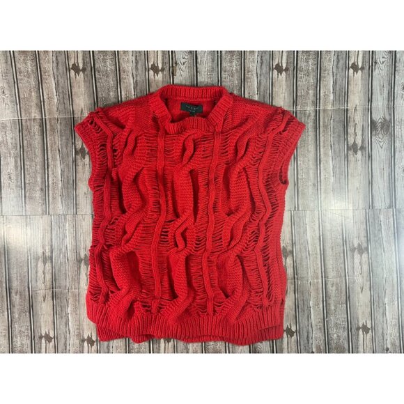 Rag and Bone Handknit fashion cable poncho wool angora blend sz S New color red - Picture 1 of 5